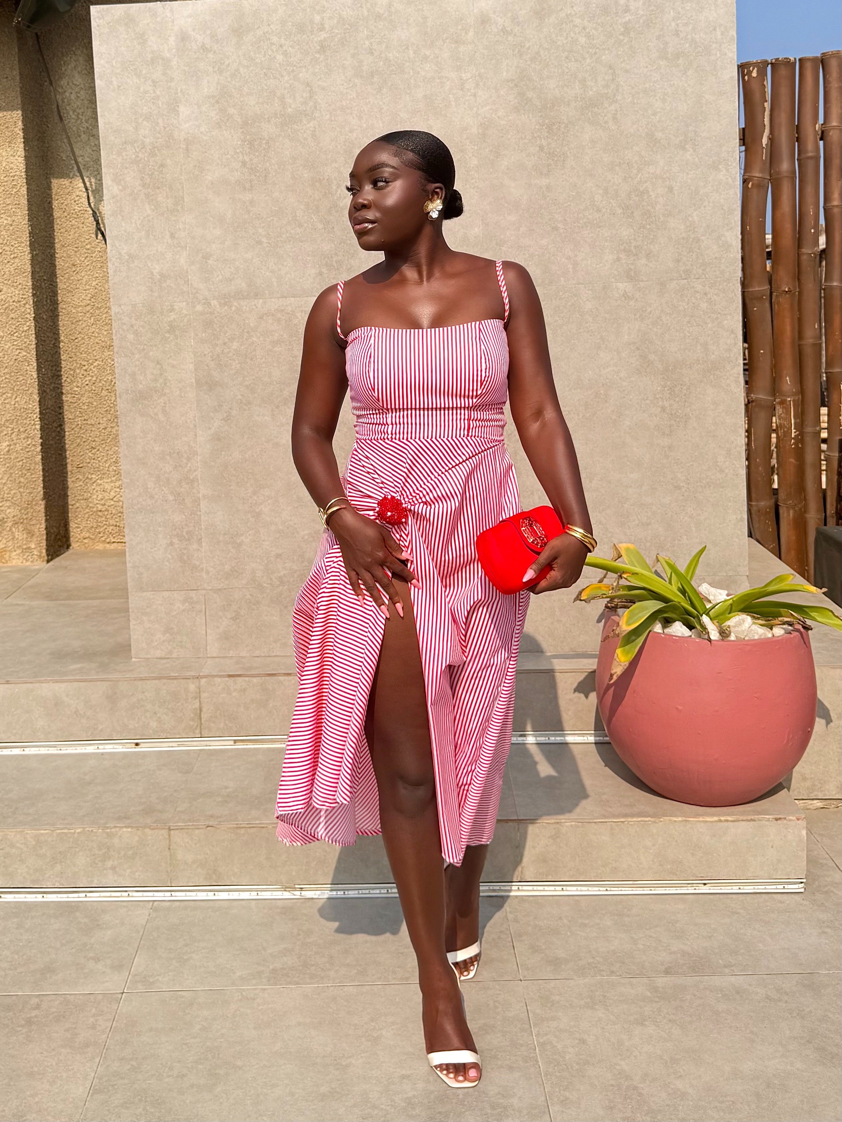 pink candy stripe dress White Striped Candy Stripe Midi Dress Pink Candy Striped Tie Shoulder Midi  Dress New Look
